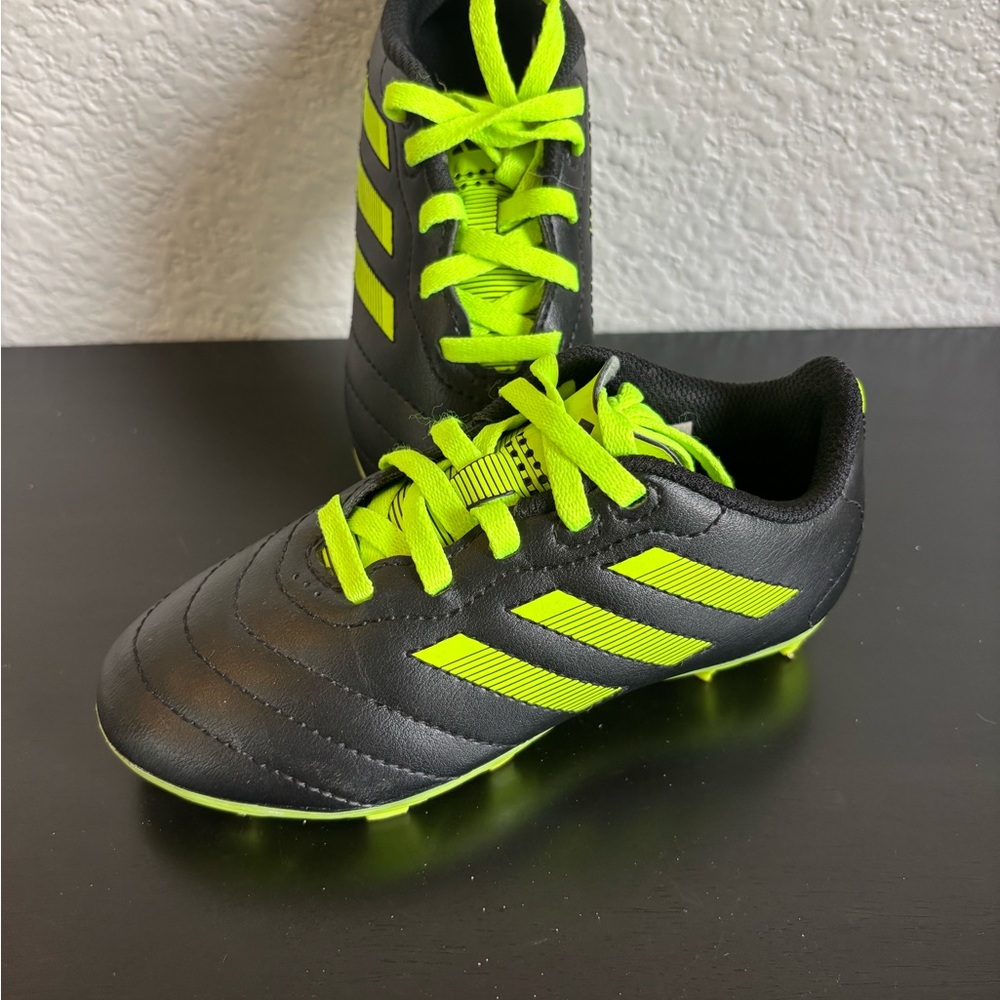 Kid’s Adidas Size 11 Black and Neon Green Soccer Cleats - Shoes